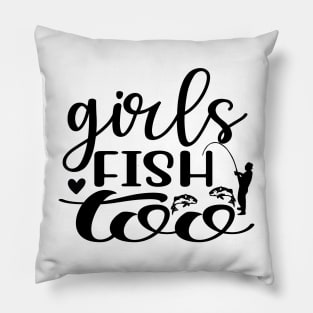 Wishing I Was Fishing - Less Talk More Fishing - Gift For Fishing Lovers, Fisherman - Black And White Simple Font Pillow