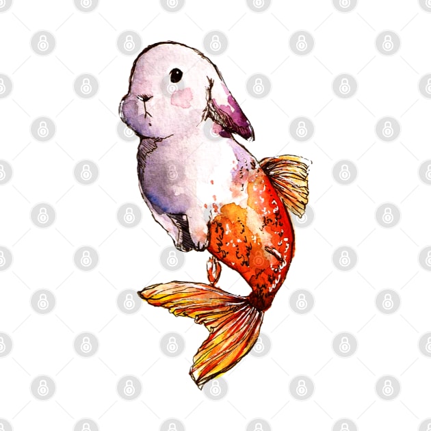 Goldfish Mermaid Bunny by aquabun