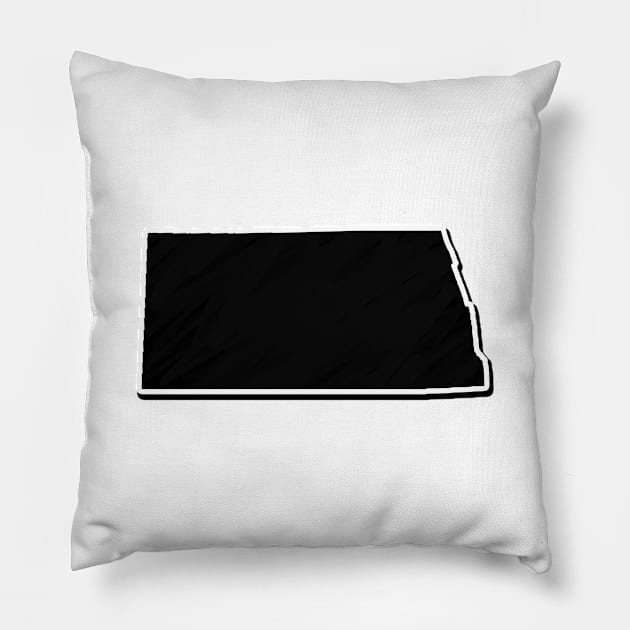 Black North Dakota Outline Pillow by Mookle