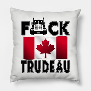 F-CK TRUDEAU SAVE CANADA FREEDOM CONVOY OF TRUCKERS BLACK Pillow