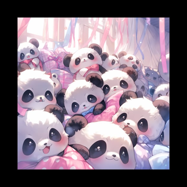 Pile o' Panda plushies! So Cute by Purple Dewdrop Designs