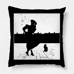 Cat surprise! monochrome Pillow