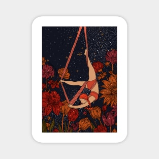 Aerial Yoga Girl Flower Cosmic Galaxy Magnet