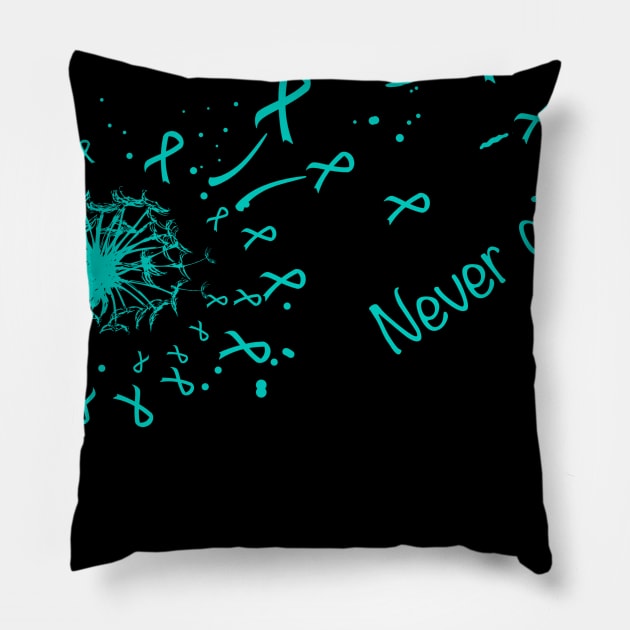 Ovarian Cancer Awareness Never give up Pillow by Elliottda