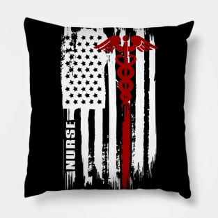 American Flag Nurse Shirt USA Nurses Gift Pillow