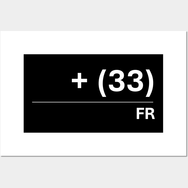 France Country Calling Code +33 Graphic Icon (White) - France 