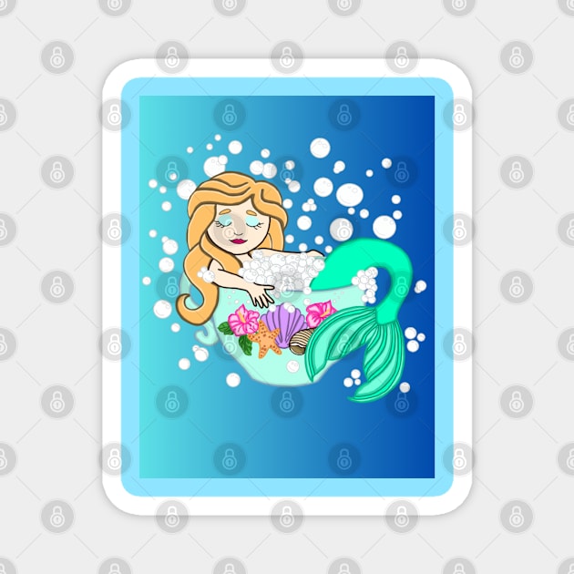 Teacup  Mermaid (blue ombré) Magnet by Octopus Cafe