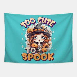 Too Cute To Spook Redhead Chibi Anime Witch Tapestry