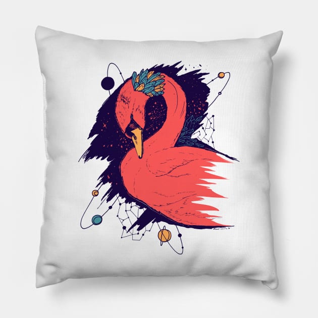 Retro Triad Swan Among The Stars Pillow by kenallouis