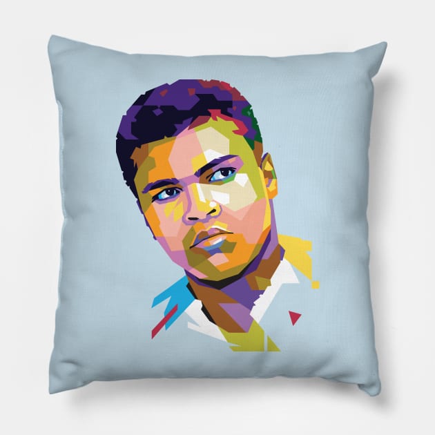 Muhammad Ali Popart Uncurve Pillow by REKENINGDIBANDETBRO