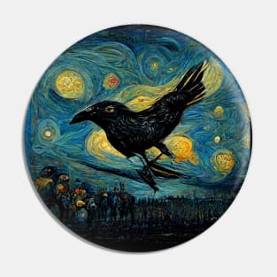 crow flight in sky van gogh style Pin