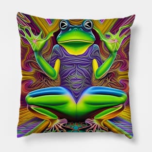 Frogger Spirit Animal (12) - Trippy Psychedelic Frog Pillow