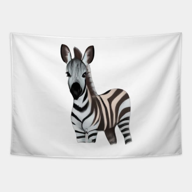 Cute Quagga Drawing Tapestry by Play Zoo