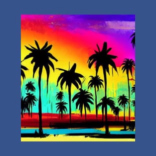 Rainbow Sunset Palms Summertee T-Shirt