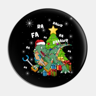 Funny Santa Dinosaur Fa Ra Ra Rawr Rawr Christmas T-Rex Xmas Pin