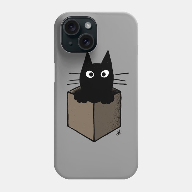 Black Cat in a Cardboard Box Phone Case by Coffee Squirrel