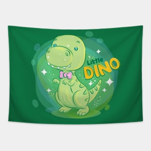 Cute dino smile with pink ribbon on the neck kids Tapestry