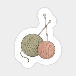 Cozy Autumn Knitting Illustration Magnet