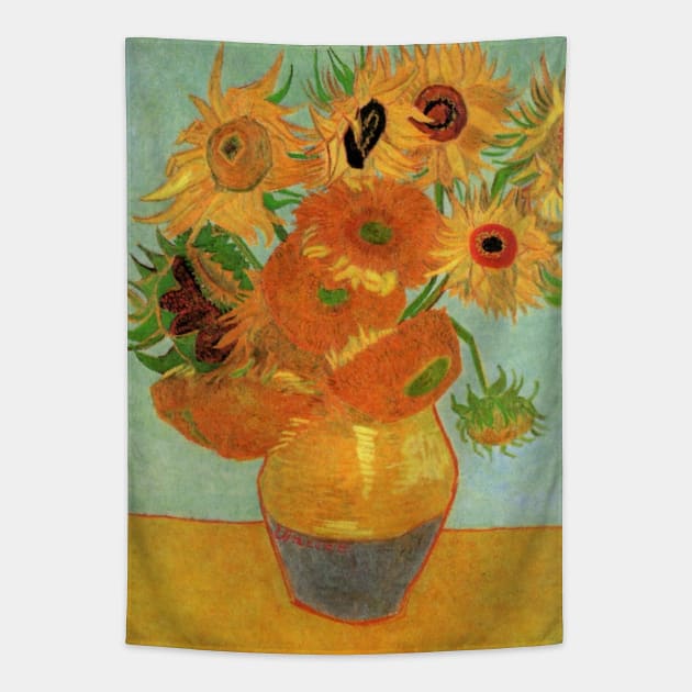 Vase with Twelve Sunflowers by Vincent van Gogh Tapestry by MasterpieceCafe