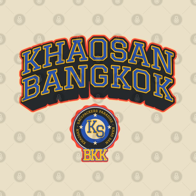 Khaosan Road Bangkok - Backpacker's Paradise College Shirt Style by Boogosh