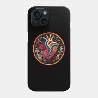 Gold & Blue Heart Embroidered Patch Phone Case