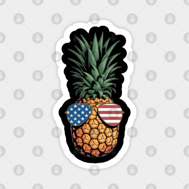 Patriotic Pineapple Sunglasses 4th of July Magnet by Creatifly Graphic Tees