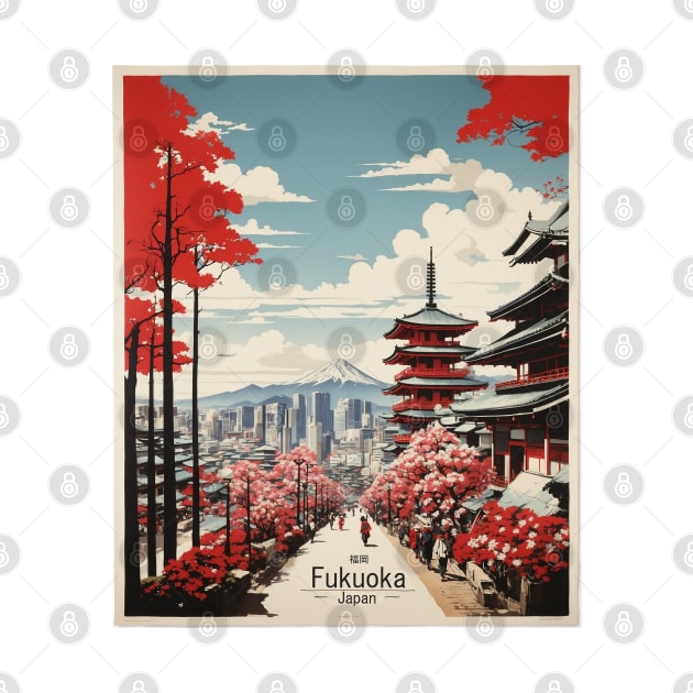 Fukuoka Japan Vintage Poster Tourism 2 by TravelersGems