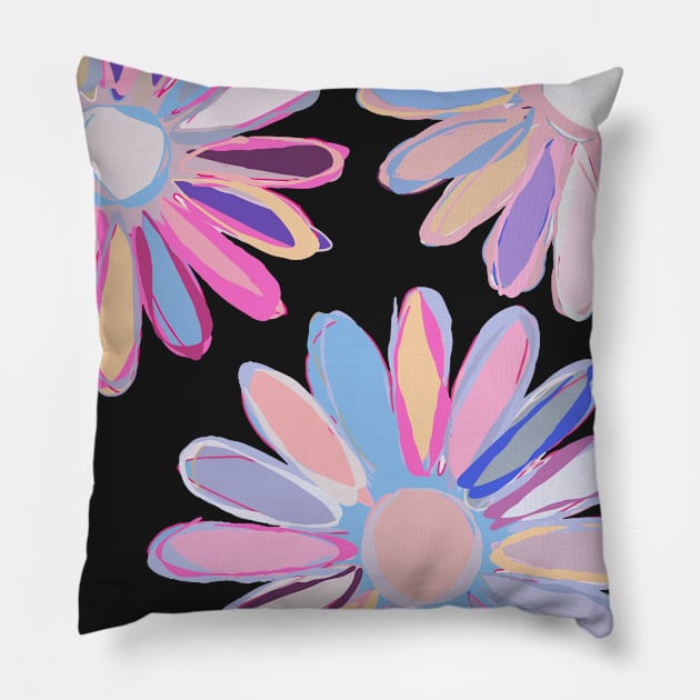 Abstract Multicolor Flowers Pillow by Cato99