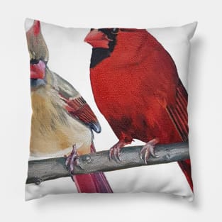 Northern Cardinal Pair painting (no background) Pillow