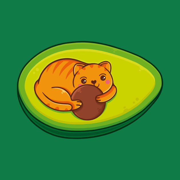 Avocado Cat Kawaii Art by Alundrart