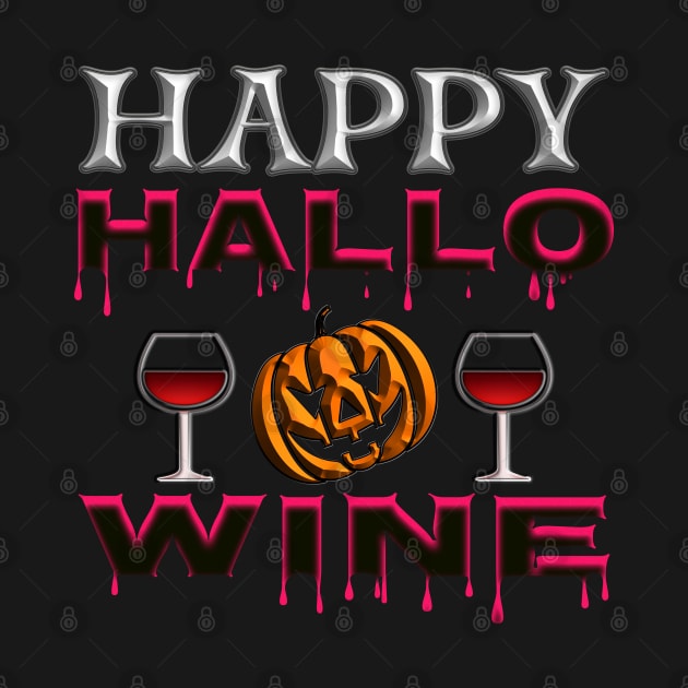 Funny Happy Halloween pun wine glass jack o lantern pumpkin red black 325 by dvongart