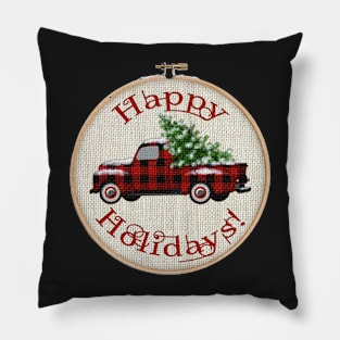 Vintage Truck Happy Holidays! | Embroidery Hoop Pillow