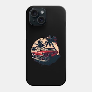 vintage style car with palm tree summer vacation design Phone Case