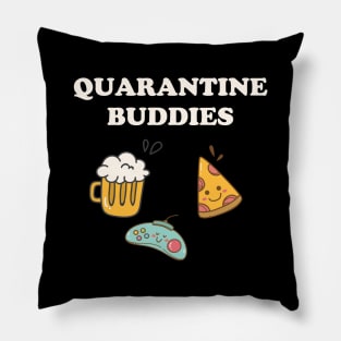 Quarantine Buddies Pizza Beer and Games Pillow