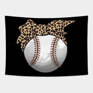 Leopard Softball Baseball Mom Leopard Tee Mother's Day Tapestry