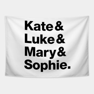 Batwoman Character Names (Black) - Kate Kane, Luke Fox, Mary Hamilton and Sophie Moore Tapestry