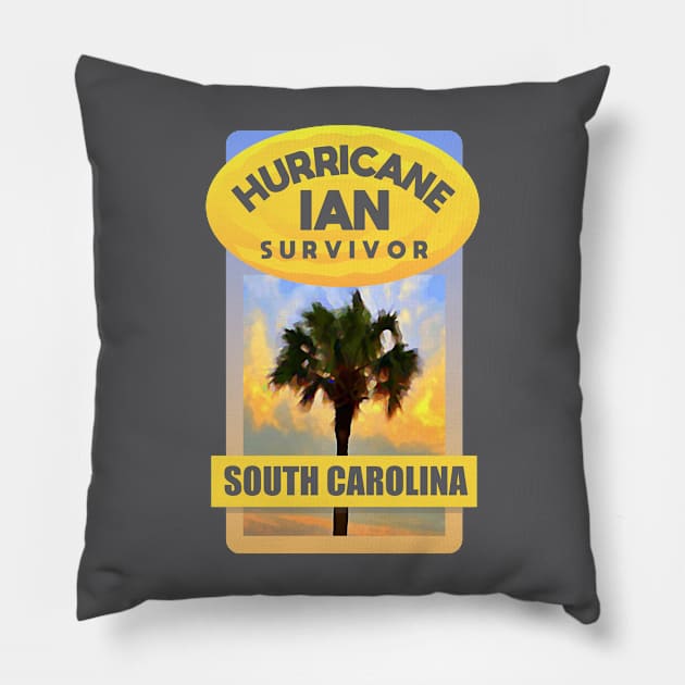 Hurricane Ian Survivor South Carolina Pillow by Dale Preston Design