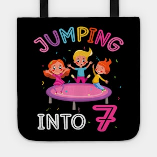 Jumping Into 7 Year Old Birthday Trampoline 7Th Party Tote