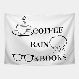 Coffee Rain and Books Tapestry