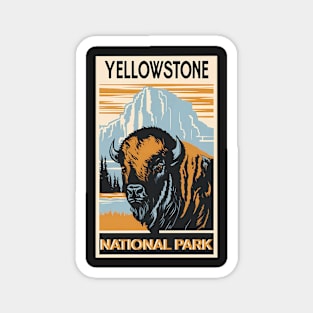 Yellowstone National Park Bison Colorblock Magnet