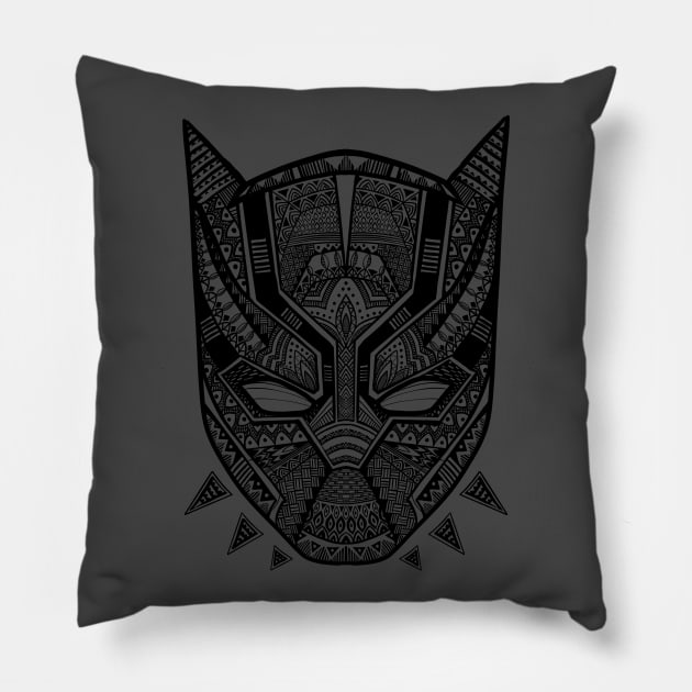 Black Panther Tribal Mask Pillow by Art of Chris Thompson