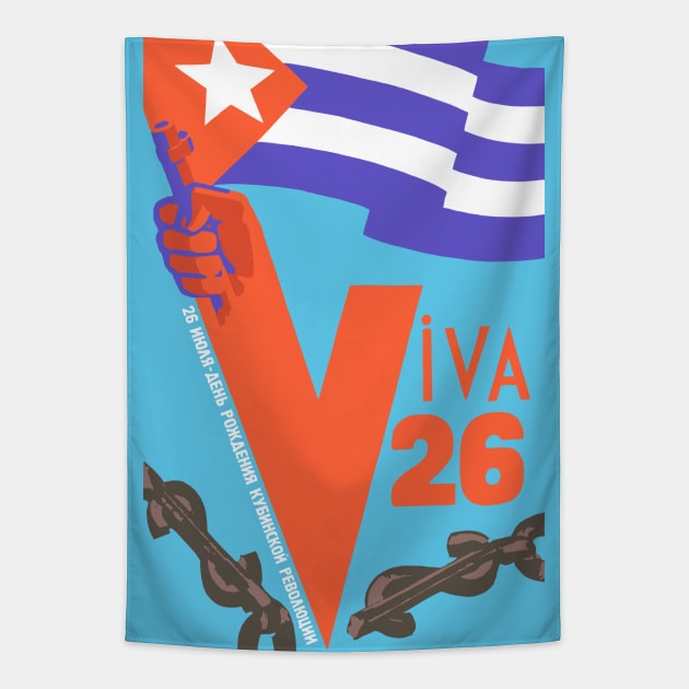 Viva 26 - Cuban Revolution, Historical Propaganda, Socialist Reproduction Tapestry by SpaceDogLaika