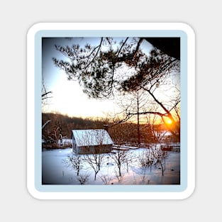 Winter Homestead Sunset Magnet