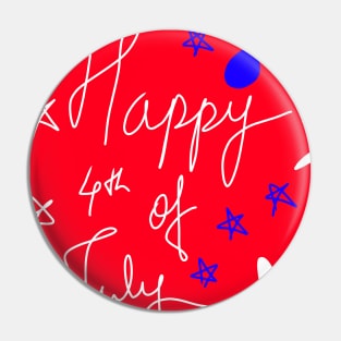 happy red 4th july design Pin