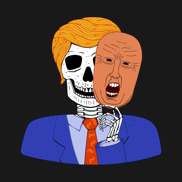 Halloween Skeleton with Scary Trump Mask by studiogooz