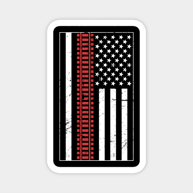 American Flag & Model Railroad Magnet by MeatMan