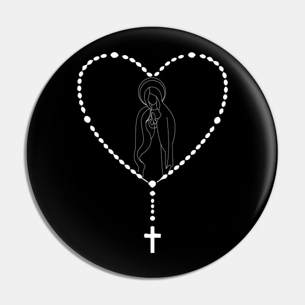 Holy Rosary Virgin Mary Heart Pin by albaley