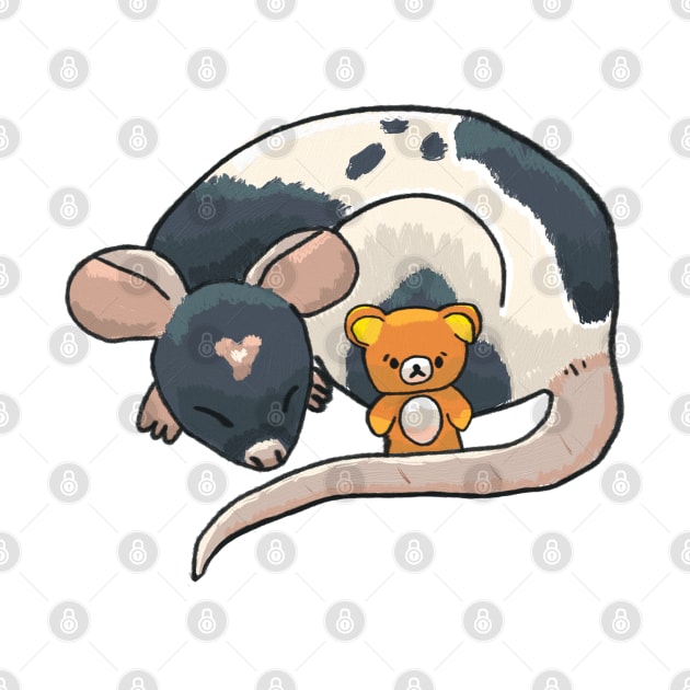 Cute Rat With Teddy Bear by nonbeenarydesigns