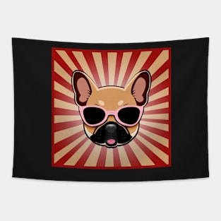 Brown Frenchie Dog Wearing Pink Sunglasses French Bulldog Tapestry