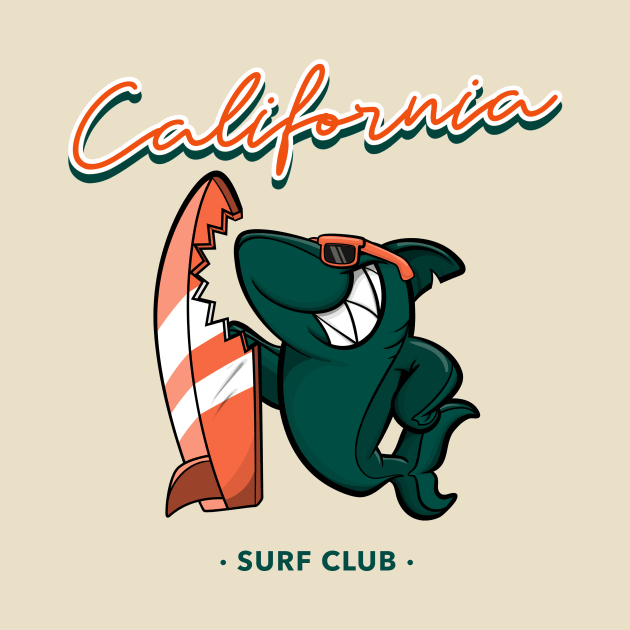 California Surf Club Cool Shark by Tip Top Tee's